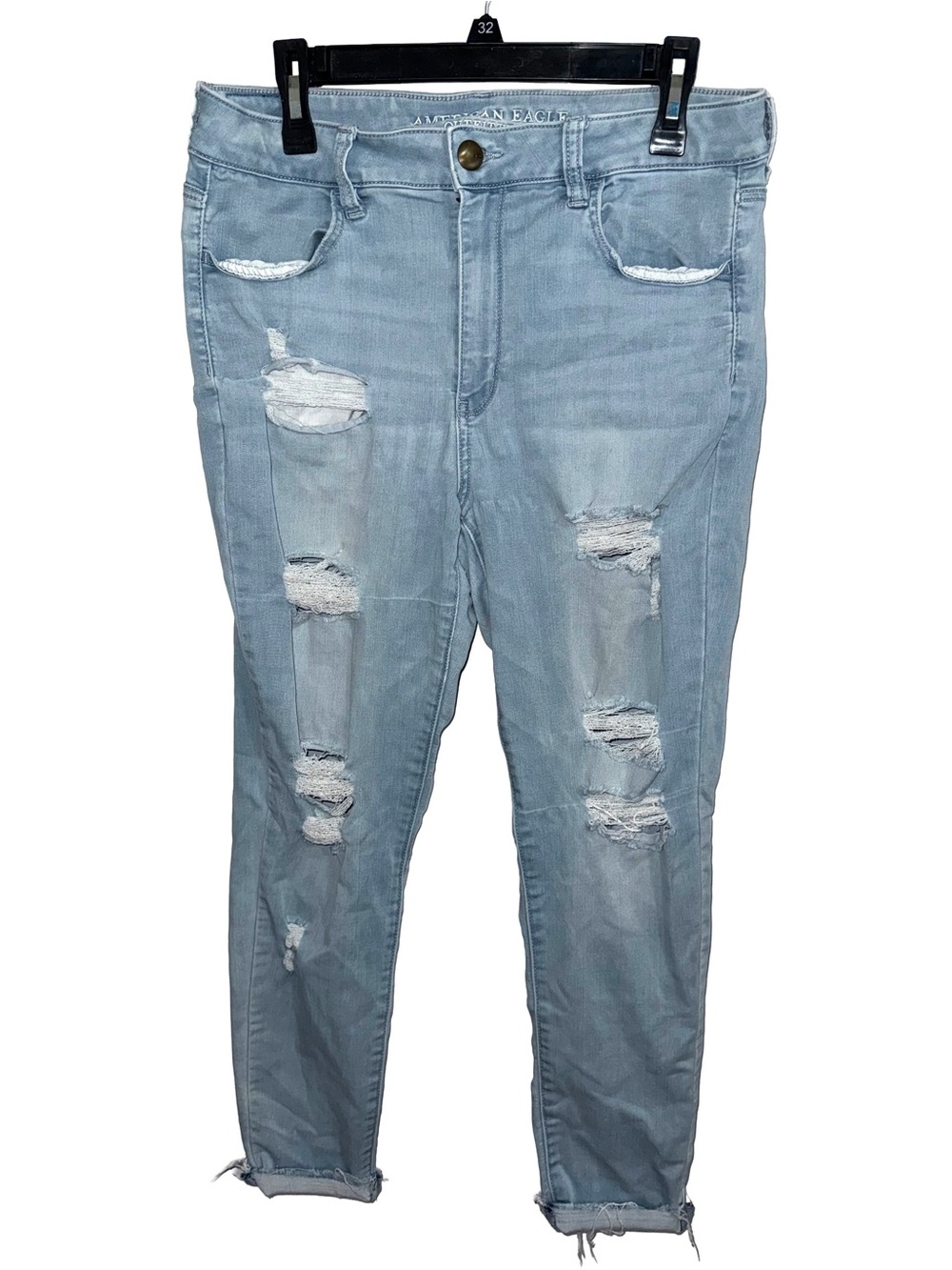 American Eagle High Rise Jegging – Size 14 Regular – Light Wash Distressed